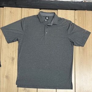 FootJoy Men's Dark Gray Polo with Striped Collar